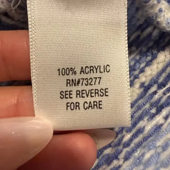 Croft Barrow Nordic Fair Isle Cardigan Blue White XL Snow Ski Grandmacore Cabin - Picture 7 of 9
